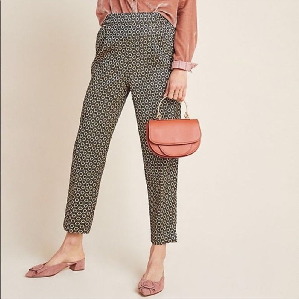 Anthropologie Larkin Jacuard tapered trousers size XS